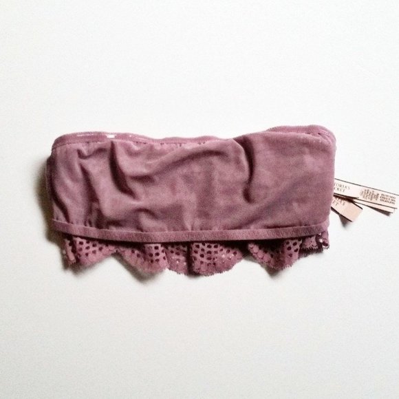 NWT Victorias Secret Bandeau Bralette Lavender Purple Flutter Lace Strapless XS - Picture 6 of 9